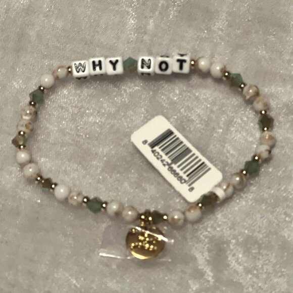 NWT - Little Words Project “Why Not” Beaded Stretch Bracelet - Picture 3 of 3